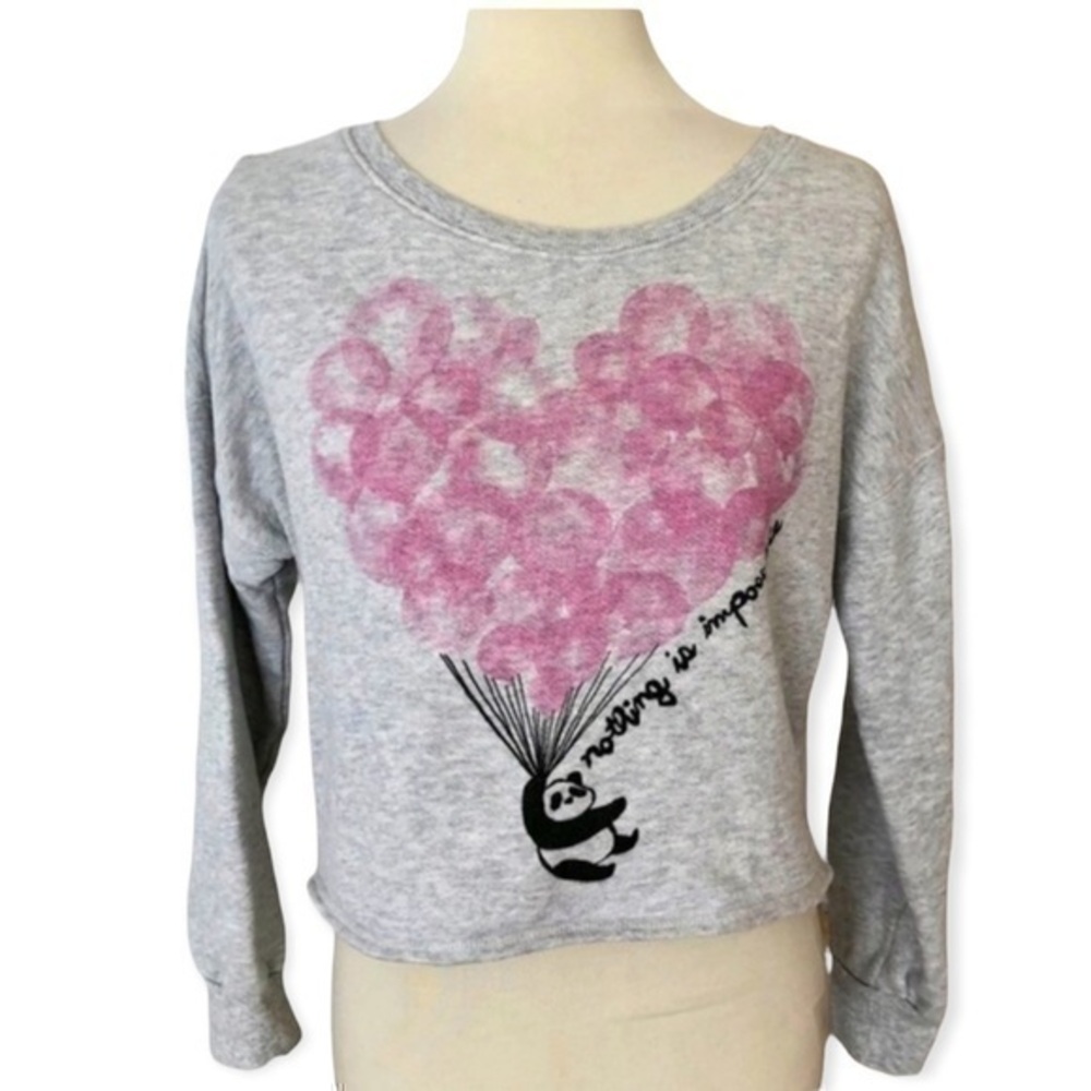 I love H81 Crop sweatshirt with panda and balloons